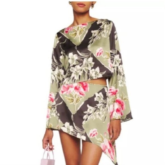 Reformation Dresses & Skirts - Reformation Anaya Floral Silk Two Peice Skirt Set Size 2